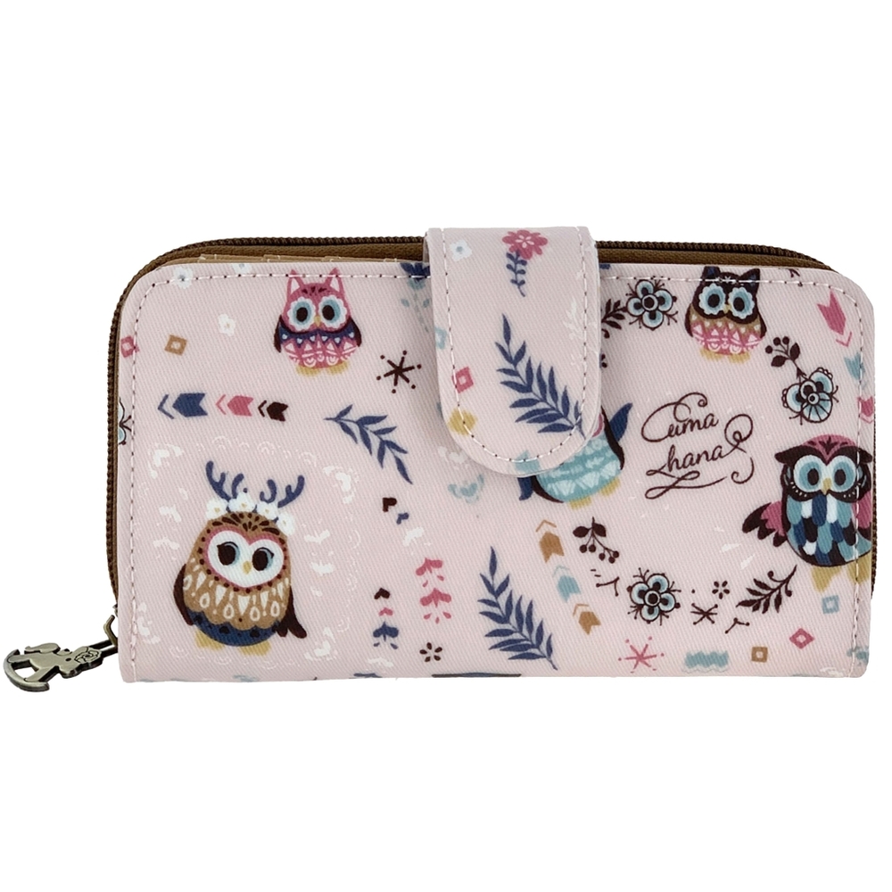 Waterproof Owl Medium Snap Fold Wallet Purse Coin Pouch